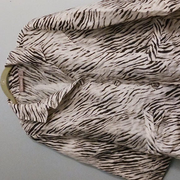 Chico's size 2 (large)women's lightweight jacket black and white zebra d… - Picture 4 of 14